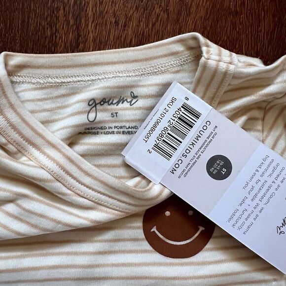 NWT Goumi Kids Happy Stripe Toddler Biker Set SZ 5T Shorts Tee Toddler - Picture 2 of 3